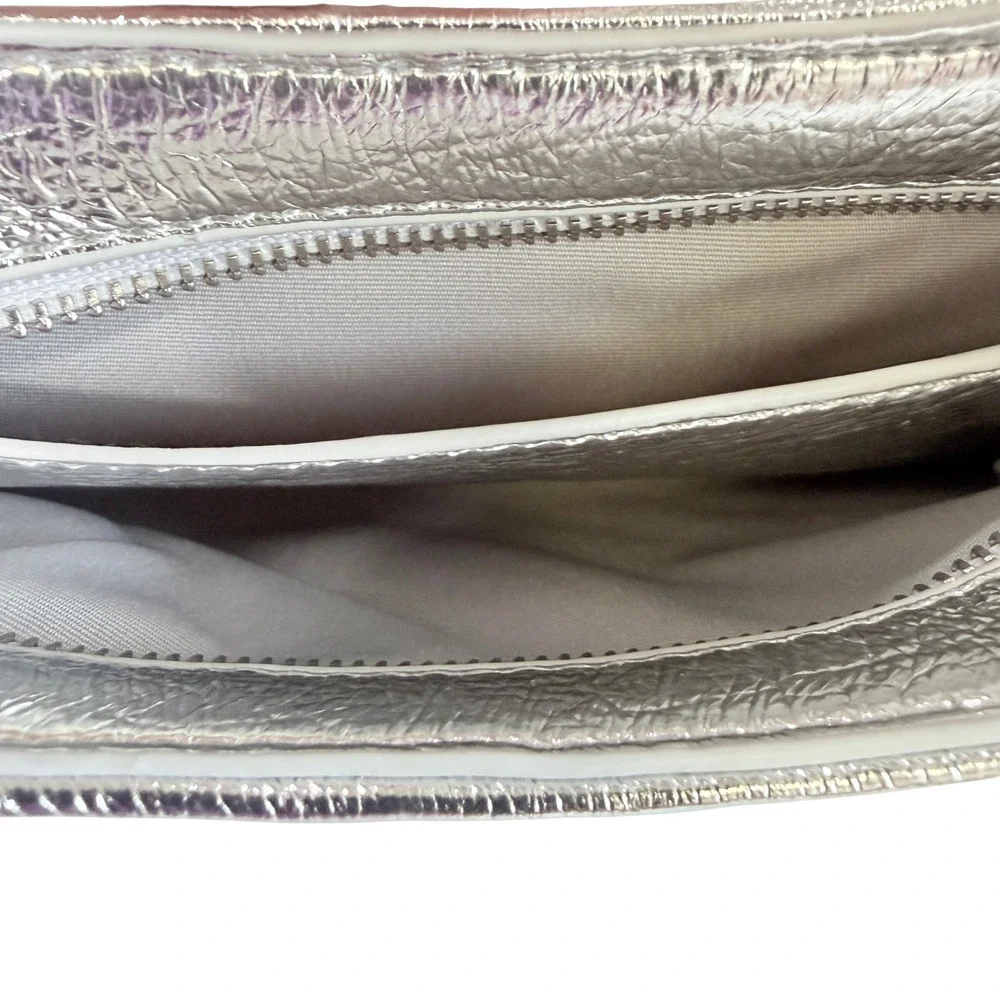 Ariteration Silver Metallic Evening Bag Y2K Disco Party Prom Shoulder Purse Glam